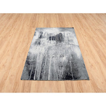 Load image into Gallery viewer, 4&#39;1&quot;x6&#39; Gray with Touches of Ivory Abstract Design Wool and Silk Hand Knotted Oriental Rug FWR380772