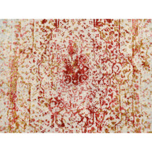 Load image into Gallery viewer, 2&#39;7&quot;x9&#39;9&quot; Persian Erased Medallion Design Wool and Pure Silk Hand Knotted Pink Oriental Runner Rug FWR380784