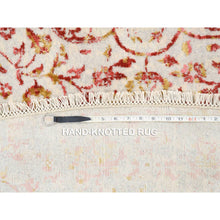Load image into Gallery viewer, 9&#39;8&quot;x9&#39;8&quot; Wool and Pure Silk Hand Knotted Pink Persian Erased Medallion Design Oriental Round Rug FWR380808