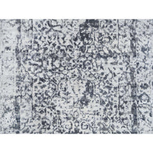 Load image into Gallery viewer, 2&#39;6&quot;x5&#39;10&quot; Wool and Pure Silk Hand Knotted Silver Gray Erased Persian Design Oriental Runner Rug FWR380850