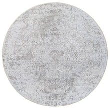 Load image into Gallery viewer, 11&#39;9&quot;x11&#39;9&quot; Hand Knotted Silver Gray Broken Persian Design Wool and Pure Silk Oriental Round Rug FWR380862