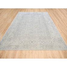 Load image into Gallery viewer, 8&#39;x10&#39;1&quot; Beige Wool and Plant Based Silk Hand Loomed Fine Jacquard with Erased Design Oriental Rug FWR380874