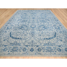 Load image into Gallery viewer, 11&#39;10&quot;x15&#39; Hand Loomed Gray Fine Jacquard with Sickle Leaf Design Wool and Plant Based Silk Oriental Oversized Rug FWR380880
