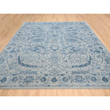 Load image into Gallery viewer, 10&#39;x10&#39; Gray Fine Jacquard with Sickle Leaf Design Wool and Plant Based Silk Hand Loomed Oriental Square Rug FWR380886