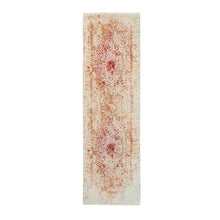 Load image into Gallery viewer, 2&#39;4&quot;x8&#39; Hand Knotted Pink Persian Erased Medallion Design Wool and Pure Silk Oriental Runner Rug FWR380892