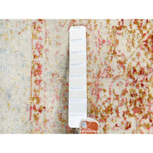 Load image into Gallery viewer, 2&#39;4&quot;x8&#39; Hand Knotted Pink Persian Erased Medallion Design Wool and Pure Silk Oriental Runner Rug FWR380892