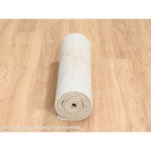 Load image into Gallery viewer, 2&#39;4&quot;x8&#39; Hand Knotted Pink Persian Erased Medallion Design Wool and Pure Silk Oriental Runner Rug FWR380892