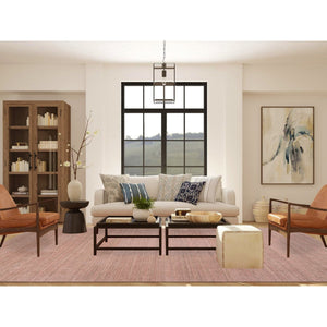 9'3"x12' Modern Design Hand Loomed Soft Wool Coral Pink Oriental Rug FWR380904
