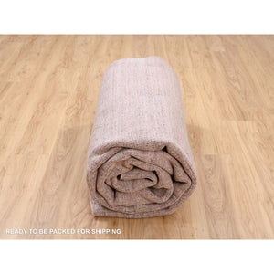 9'3"x12' Modern Design Hand Loomed Soft Wool Coral Pink Oriental Rug FWR380904