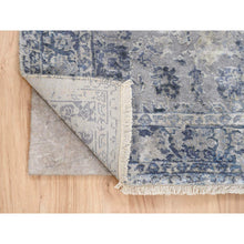 Load image into Gallery viewer, 2&#39;8&quot;x7&#39;8&quot; Hand Knotted Gray Broken Kashan Design Wool with Pure Silk Oriental Runner Rug FWR380976