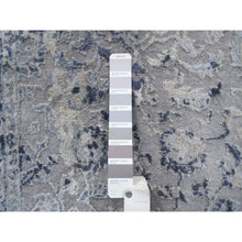 Load image into Gallery viewer, 2&#39;8&quot;x7&#39;8&quot; Hand Knotted Gray Broken Kashan Design Wool with Pure Silk Oriental Runner Rug FWR380976