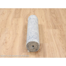 Load image into Gallery viewer, 2&#39;8&quot;x7&#39;8&quot; Hand Knotted Gray Broken Kashan Design Wool with Pure Silk Oriental Runner Rug FWR380976