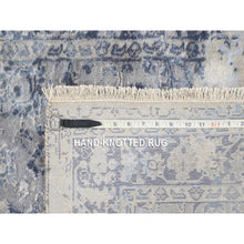 Load image into Gallery viewer, 2&#39;8&quot;x7&#39;8&quot; Hand Knotted Gray Broken Kashan Design Wool with Pure Silk Oriental Runner Rug FWR380976