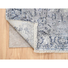 Load image into Gallery viewer, 3&#39;2&quot;x4&#39;10&quot; Wool with Pure Silk Hand Knotted Gray Broken Kashan Design Oriental Rug FWR380982
