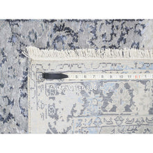 Load image into Gallery viewer, 3&#39;2&quot;x4&#39;10&quot; Wool with Pure Silk Hand Knotted Gray Broken Kashan Design Oriental Rug FWR380982