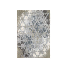 Load image into Gallery viewer, 3&#39;x5&#39; The Honeycomb Hand Knotted Gray Wool and Silk Award Winning Design Oriental Rug FWR380994
