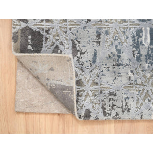 3'x5' The Honeycomb Hand Knotted Gray Wool and Silk Award Winning Design Oriental Rug FWR380994