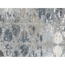 Load image into Gallery viewer, 3&#39;x5&#39; The Honeycomb Hand Knotted Gray Wool and Silk Award Winning Design Oriental Rug FWR380994