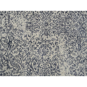 10'x10' Gray Fine Jacquard with Erased Design Wool and Plant Based Silk Hand Loomed Oriental Round Rug FWR381024