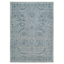 Load image into Gallery viewer, 10&#39;x14&#39; Fine Jacquard with Sickle Leaf Design Wool and Plant Based Silk Hand Loomed Gray Oriental Rug FWR381048