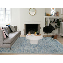 Load image into Gallery viewer, 10&#39;x14&#39; Fine Jacquard with Sickle Leaf Design Wool and Plant Based Silk Hand Loomed Gray Oriental Rug FWR381048