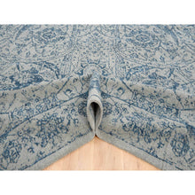 Load image into Gallery viewer, 10&#39;x14&#39; Fine Jacquard with Sickle Leaf Design Wool and Plant Based Silk Hand Loomed Gray Oriental Rug FWR381048