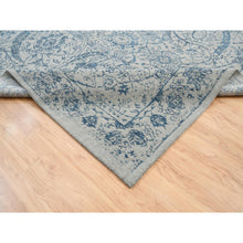 Load image into Gallery viewer, 10&#39;x14&#39; Fine Jacquard with Sickle Leaf Design Wool and Plant Based Silk Hand Loomed Gray Oriental Rug FWR381048