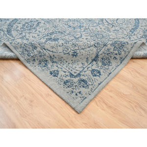 10'x14' Fine Jacquard with Sickle Leaf Design Wool and Plant Based Silk Hand Loomed Gray Oriental Rug FWR381048
