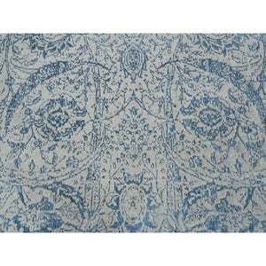 10'x14' Fine Jacquard with Sickle Leaf Design Wool and Plant Based Silk Hand Loomed Gray Oriental Rug FWR381048