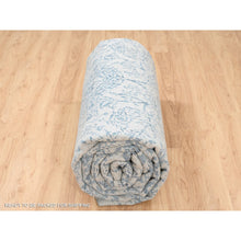 Load image into Gallery viewer, 10&#39;x14&#39; Fine Jacquard with Sickle Leaf Design Wool and Plant Based Silk Hand Loomed Gray Oriental Rug FWR381048