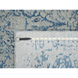 10'x14' Fine Jacquard with Sickle Leaf Design Wool and Plant Based Silk Hand Loomed Gray Oriental Rug FWR381048
