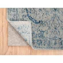 Load image into Gallery viewer, 2&#39;6&quot;x12&#39; Fine Jacquard with Sickle Leaf Design Wool and Plant Based Silk Hand Loomed Gray Oriental Runner Rug FWR381054