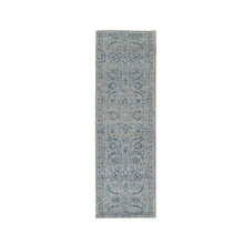 Load image into Gallery viewer, 2&#39;7&quot;x8&#39;1&quot; Fine Jacquard with Sickle Leaf Design Wool and Plant Based Silk Hand Loomed Gray Oriental Runner Rug FWR381078