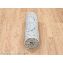 Load image into Gallery viewer, 2&#39;7&quot;x8&#39;1&quot; Fine Jacquard with Sickle Leaf Design Wool and Plant Based Silk Hand Loomed Gray Oriental Runner Rug FWR381078