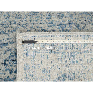 2'7"x8'1" Fine Jacquard with Sickle Leaf Design Wool and Plant Based Silk Hand Loomed Gray Oriental Runner Rug FWR381078
