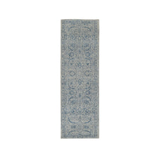 Load image into Gallery viewer, 2&#39;6&quot;x8&#39;1&quot; Hand Loomed Gray Fine Jacquard with Sickle Leaf Design Wool and Plant Based Silk Oriental Runner Rug FWR381084