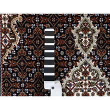 Load image into Gallery viewer, 4&#39;x6&#39;3&quot; Rich Black Tabriz Mahi with Fish Medallion Design Wool 175 KPSI Hand Knotted Oriental Rug FWR381246