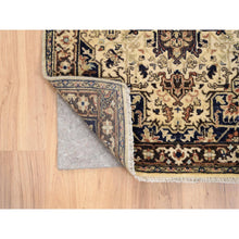 Load image into Gallery viewer, 2&#39;7&quot;x10&#39;3&quot; Beige Antiqued Heriz Re-Creation with Geometric Medallions Extra Soft Wool Hand Knotted Oriental Runner Rug FWR381528