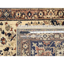 Load image into Gallery viewer, 2&#39;7&quot;x10&#39;3&quot; Beige Antiqued Heriz Re-Creation with Geometric Medallions Extra Soft Wool Hand Knotted Oriental Runner Rug FWR381528