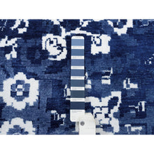 Load image into Gallery viewer, 11&#39;10&quot;x11&#39;10&quot; Wool and Silk Denim Blue Tone On Tone Tabriz with All Over Motifs Hand Knotted Oriental Round Rug FWR381612