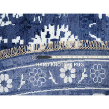 Load image into Gallery viewer, 11&#39;10&quot;x11&#39;10&quot; Wool and Silk Denim Blue Tone On Tone Tabriz with All Over Motifs Hand Knotted Oriental Round Rug FWR381612