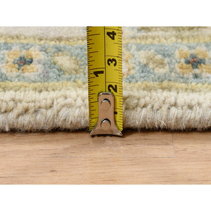 4'1"x6' Ivory, Karajeh Design, Soft and Pure Wool, Hand Knotted, Oriental Rug FWR381756