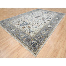 Load image into Gallery viewer, 12&#39;x17&#39;9&quot; Light Gray, Denser Weave Oushak, Floral Motifs, Hand Knotted, Natural Wool Oriental Oversized Rug FWR381828