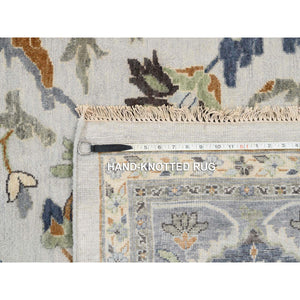 12'x17'9" Light Gray, Denser Weave Oushak, Floral Motifs, Hand Knotted, Natural Wool Oriental Oversized Rug FWR381828