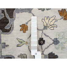 Load image into Gallery viewer, 13&#39;10&quot;x13&#39;10&quot; Light Gray, Denser Weave Oushak with Floral Motifs Organic Wool Oriental, Hand Knotted, Round Rug FWR381834