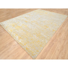 Load image into Gallery viewer, 10&#39;x13&#39;8&quot; Gold, Abstract Design, Hi-Low Pile, Wool and Silk, Hand Knotted, Oriental Rug FWR381852