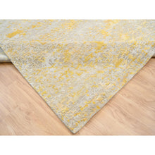 Load image into Gallery viewer, 10&#39;x13&#39;8&quot; Gold, Abstract Design, Hi-Low Pile, Wool and Silk, Hand Knotted, Oriental Rug FWR381852