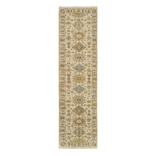 Load image into Gallery viewer, 2&#39;7&quot;x9&#39;9&quot; Ivory, Karajeh Design, Soft Pure Wool, Hand Knotted, Oriental Runner Rug FWR381990
