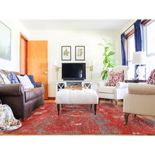 Load image into Gallery viewer, 8&#39;x10&#39; Red, Modern Design, Nepale Weave, Wool and Silk, Hand Knotted, Oriental Rug FWR382026