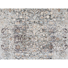 Load image into Gallery viewer, 2&#39;6&quot;x10&#39; Gray, Hand Knotted, Transitional Persian Influence Erased Medallion Design, Silk with Textured Wool, Oriental, Runner Rug FWR382242